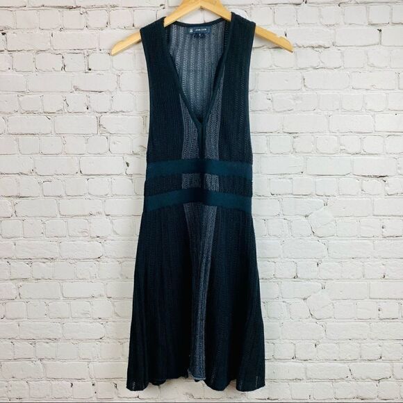 Crochet Knit Black Racerback Ribbed Mini Dress - Picture 7 of 9